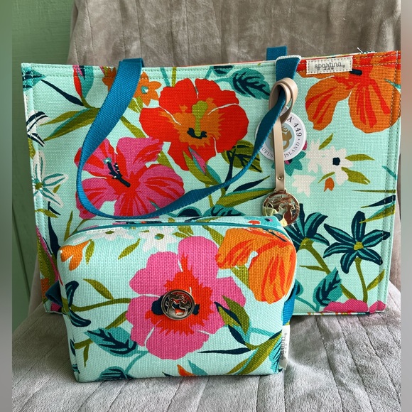 Spartina 449 Handbags - SPARTINA 449 MORELAND MARKET TOTE & COSMETIC BAG SET NEW W/ TAGS